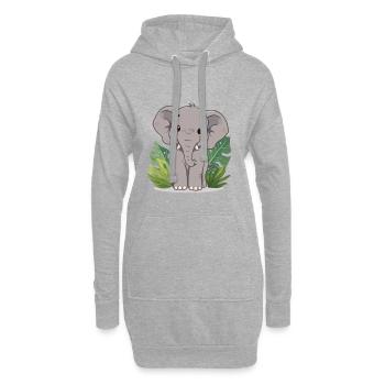 Petit ami éléphant dans la jungle - Sweat-shirt à capuche long Femme - gris chiné - Devant
