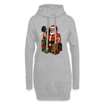 Fitness Santa mit Geschenken - Hoodie-Kleid - Grau meliert - Vorne