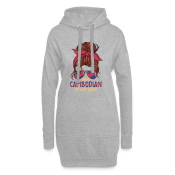 Cambodge Cambodgienne Elle est Combodian - Sweat-shirt à capuche long Femme - gris chiné - Devant