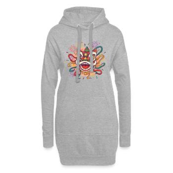 Danse du lion chinois | Célébration du festival - Sweat-shirt à capuche long Femme - gris chiné - Devant