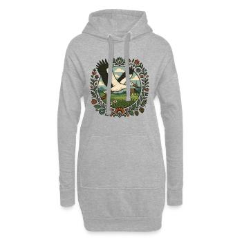 Cigogne polonaise Art populaire Campagne Design - Sweat-shirt à capuche long Femme - gris chiné - Devant