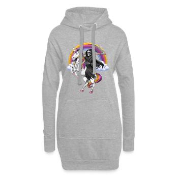 Sensenmann reitet Einhorn - Hoodie-Kleid - Grau meliert - Vorne