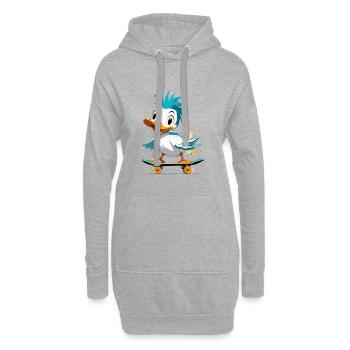 Ente auf Skateboard Farbexplosion - Hoodie-Kleid - Grau meliert - Vorne