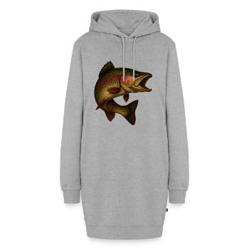 Faszinierende Regenbogenforelle Illustration - Hoodie-Kleid - Grau meliert - Vorne