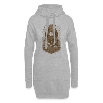 Mystischer DJ mit kosmischen Sacred Geometry Vibes - Hoodie-Kleid - Grau meliert - Vorne