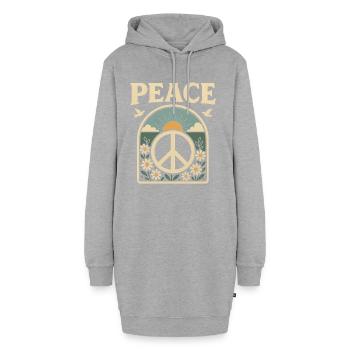 Lever de soleil de la paix avec des fleurs et des colombes volantes - Sweat-shirt à capuche long Femme - gris chiné - Devant