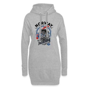 Excursion de pêche en Norvège 2026 - Cadeau de pêcheur - Sweat-shirt à capuche long Femme - gris chiné - Devant