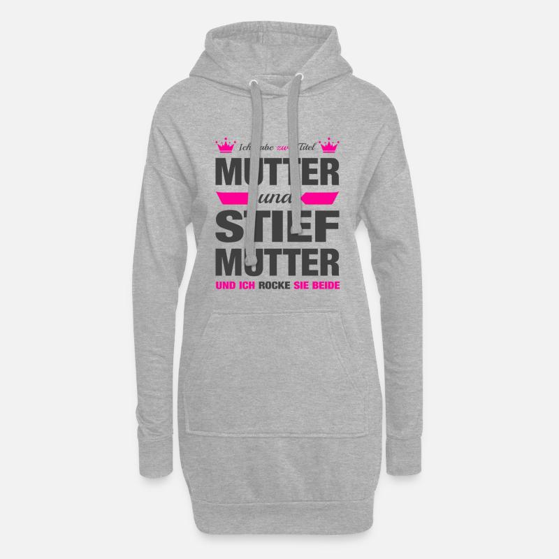 Stiefmutter Stiefmama Mama Muttertag Geschenk - Hoodie-Kleid - Grau meliert