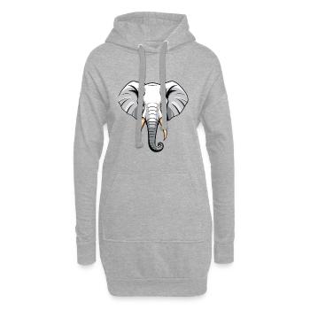 Elefantenkopf Cartoon Stil - Hoodie-Kleid - Grau meliert - Vorne