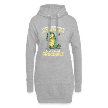 Les crocodiles sont mignons je suis mignon - Sweat-shirt à capuche long Femme - gris chiné - Devant