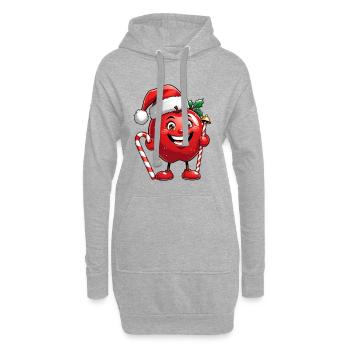 Kuscheliger Apfel im Weihnachtsmannhut - Hoodie-Kleid - Grau meliert - Vorne