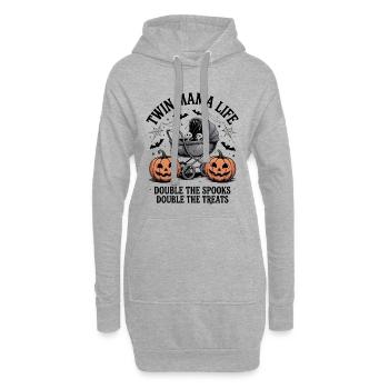 Twin Mama Life Double The Spooks Gâteries Halloween - Sweat-shirt à capuche long Femme - gris chiné - Devant