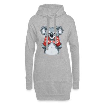 Winterkoala mit roten Handschuhen - Hoodie-Kleid - Grau meliert - Vorne