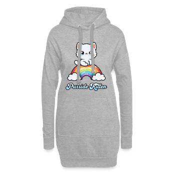 Purride Kitten - süße Regenbogen Pride Katze lgbt - Hoodie-Kleid - Grau meliert - Vorne