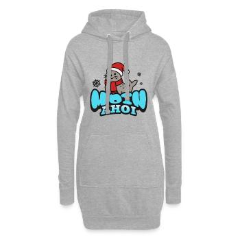 Moin & Ahoi | Seerobbe mit Weihnachtsmütze - Hoodie-Kleid - Grau meliert - Vorne