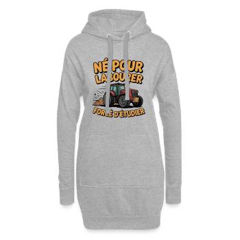 Né pour labourer forcé d’étudier humour agriculteu - Sweat-shirt à capuche long Femme - gris chiné - Devant