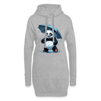 Panda Unter Regenschirm - Hoodie-Kleid - Grau meliert - Vorne