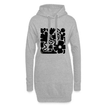 Abstraktes Blumen Design - Hoodie-Kleid - Grau meliert - Vorne