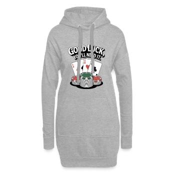 Motif de carte de poker bonne chance - Sweat-shirt à capuche long Femme - gris chiné - Devant