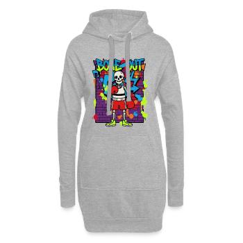 Bone Out Skelett Boxer Graffiti Streetwear 90er - Hoodie-Kleid - Grau meliert - Vorne