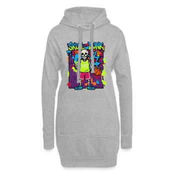 Skull Dunk – Néon Squelette Basketball Graffiti Années 90 - Sweat-shirt à capuche long Femme - gris chiné - Devant