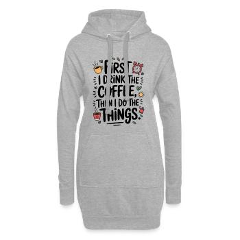 Café Dire D’abord Je Bois Café Buveur De Café - Sweat-shirt à capuche long Femme - gris chiné - Devant