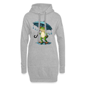 Regenfrosch mit Schirm - Hoodie-Kleid - Grau meliert - Vorne