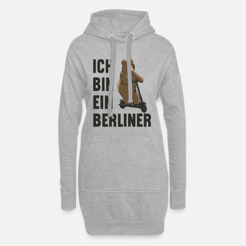 Ein Berliner-Bär auf Roller! Ich bin ein Berliner - Hoodie-Kleid - Grau meliert