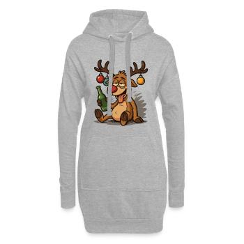 Lustiges Betrunkenes Rentier Weihnachts Shirt - Hoodie-Kleid - Grau meliert - Vorne