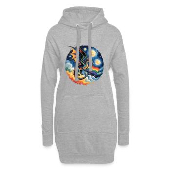 Pridelike Drache mit Regenbogenflagge - Hoodie-Kleid - Grau meliert - Vorne