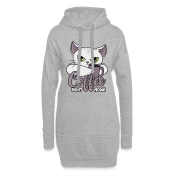 Coffee Right Meow - Cat with Coffee Cup - Coffee - Hoodie Dress - heather grey - Front