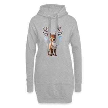 Winter Rentier mit Schnee und Eiszapfen - Hoodie-Kleid - Grau meliert - Vorne