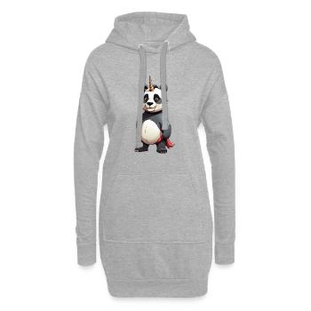 Panda Einhorn Cape Cartoon - Hoodie-Kleid - Grau meliert - Vorne