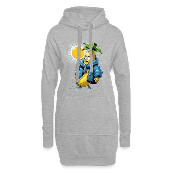 Banane in Winterjacke in der heissen Sonne - Hoodie-Kleid - Grau meliert - Vorne