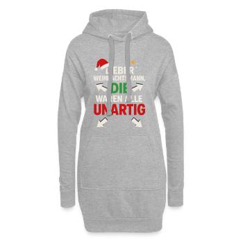 Lieber Weihnachtsmann Die Waren Alle Unartig - Hoodie-Kleid - Grau meliert - Vorne
