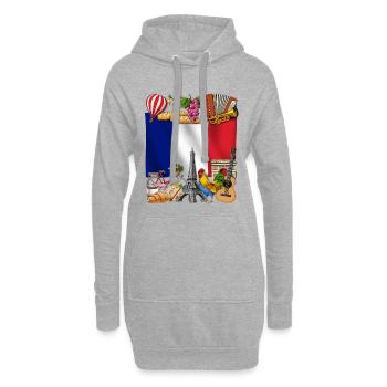 Frankreich - Hoodie-Kleid - Grau meliert - Vorne
