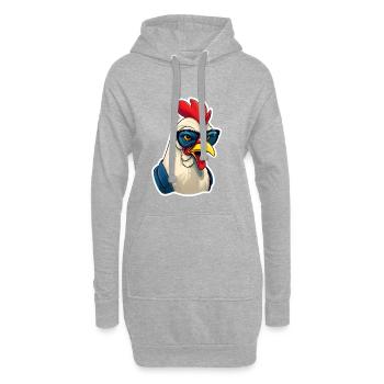 Coole Henne Sonnenbrillen Cartoon - Hoodie-Kleid - Grau meliert - Vorne
