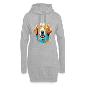 Bunter Hund Popart Porträt - Hoodie-Kleid - Grau meliert - Vorne