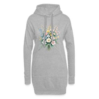 Pastellblumenstrauß Aquarell Bouquet - Hoodie-Kleid - Grau meliert - Vorne