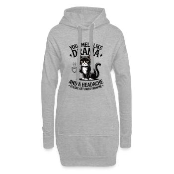 Drame Chat Café Dicton - Sweat-shirt à capuche long Femme - gris chiné - Devant