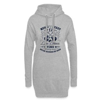 Danse en ligne - Musique avec coeur - Cadeau champêtre - Sweat-shirt à capuche long Femme - gris chiné - Devant