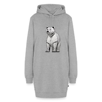 Dessin au trait géométrique de l’ours - Sweat-shirt à capuche long Femme - gris chiné - Devant