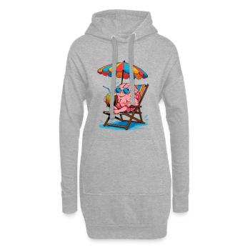 Cerveau sur la plage avec cocktail - Sweat-shirt à capuche long Femme - gris chiné - Devant