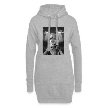 Gurkenmonster im UFO-Nebel - Hoodie-Kleid - Grau meliert - Vorne