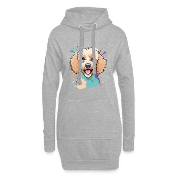 Portrait de caniche coloré - Sweat-shirt à capuche long Femme - gris chiné - Devant