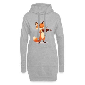 Fuchs Violine Fröhliche Melodien - Hoodie-Kleid - Grau meliert - Vorne