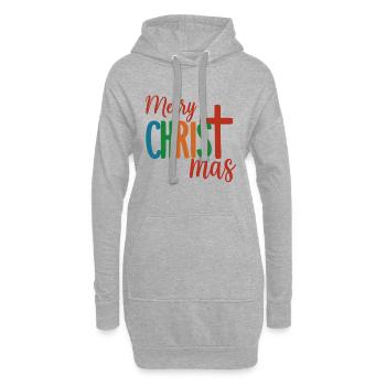 Buntes Kreuz-Weihnachtsdesign Merry Christmas - Hoodie-Kleid - Grau meliert - Vorne