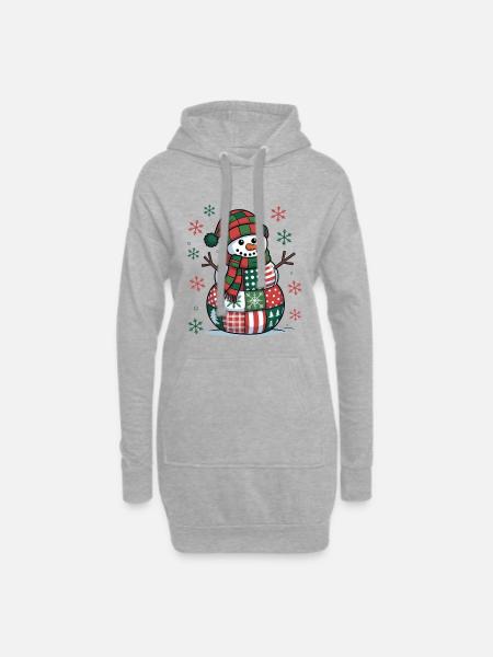 Schneemann Patchwork  - Hoodie-Kleid - Grau meliert