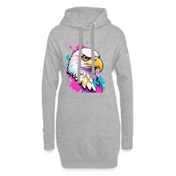 Buntes Adler-Graffiti Porträt - Hoodie-Kleid - Grau meliert - Vorne