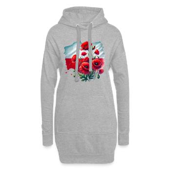 Polnische Mohnblumen Nationalflagge Kunst - Hoodie-Kleid - Grau meliert - Vorne